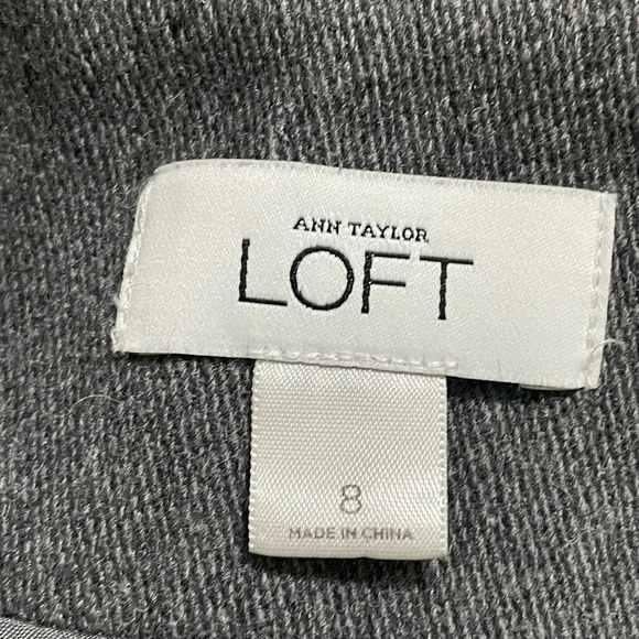 LOFT Charcoal Wool blend Belted Trench Coat size 8 - Picture 11 of 15